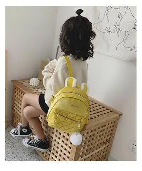 

Children Velvet Backpack Rabbit Ear Portable Backpacks For Toddler Girls Kindergarten School Bookbag Zipper Shoulder Bag Bagpack