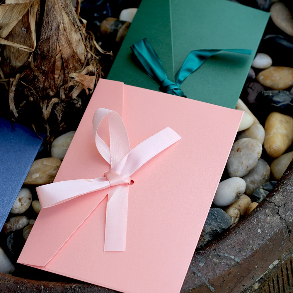 50pcs High Quality Ribbon Paper B6 & DL Size Envelope Pearl Paper DIY Wedding Business Invitation Envelopes Gift Valentine's Day