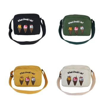 

Women’s Bags Solid Color Letter Print Yummy Ice Cream Pattern Cross Body Bag Zipper Closure Adjustable Strap Wild Fashion Bag