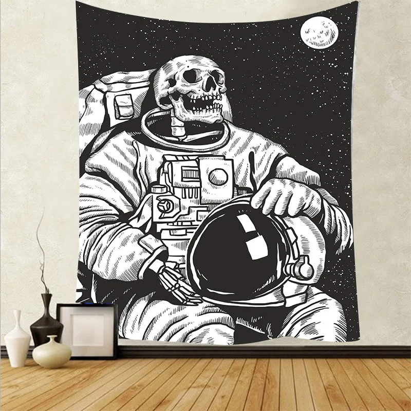 

astronaut skull tapestry bohemian wall hanging living room decor moon star carpet wall fabric