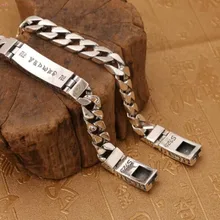 S925 Стерлинговое серебро ювелирные изделия мужские грубые средства шесть символов MantraRetro личность тайский серебряный браслет с пряжкой для мужчин