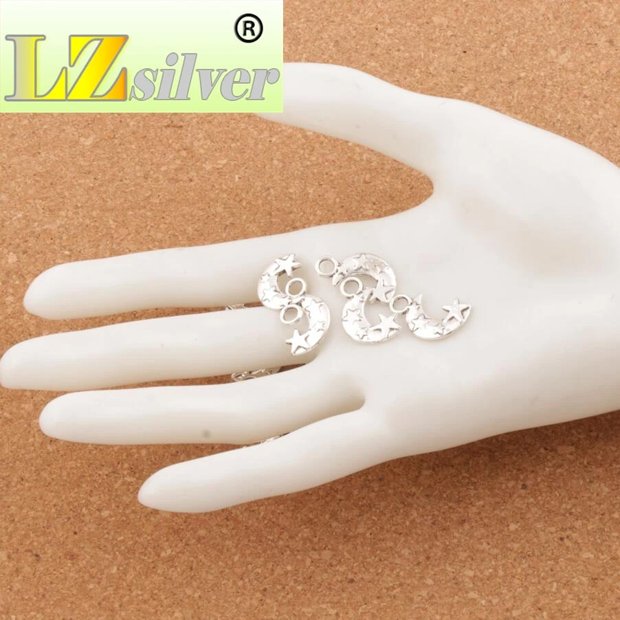 300pcs Zinc Alloy Moon and Star Spacer Charm Beads Pendants Alloy   Jewelry DIY L198 19.1x11mm