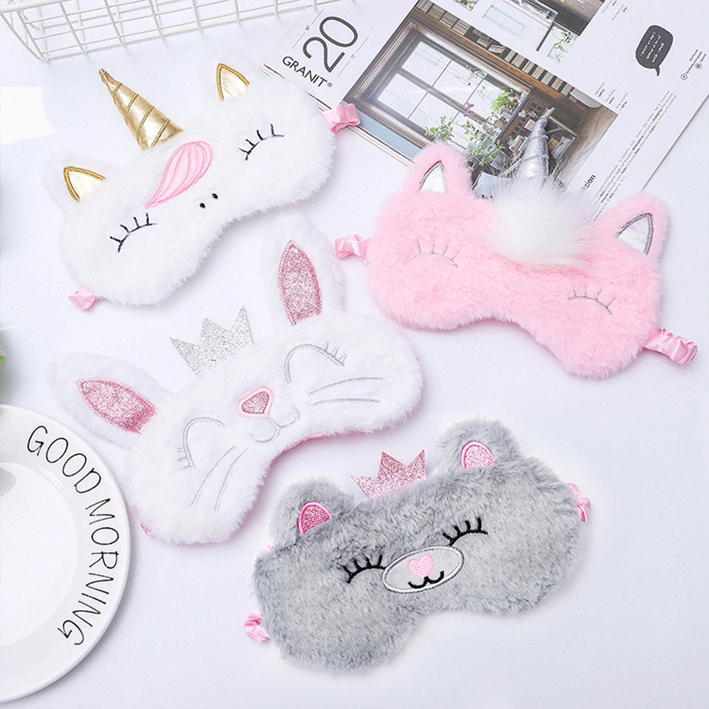 Sleeping Eye Mask Unicorn Sleep Night Mask Plush Cute Eye Patch Sort Band Aid Dream Cover For Girl Relax Travel Health Blindfold