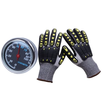 

3 Pcs Accessories: 1 Pcs Mini Automobile Digital Clock Car Watch Hygrometer Clock & 1 Pair Outdoor Respiratory Gloves Cut Resist