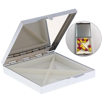 

New Silver Metal Pill Box Drug Holder Medicine Tablet Capsule Container Storage 50pcs/lot free shipping by express