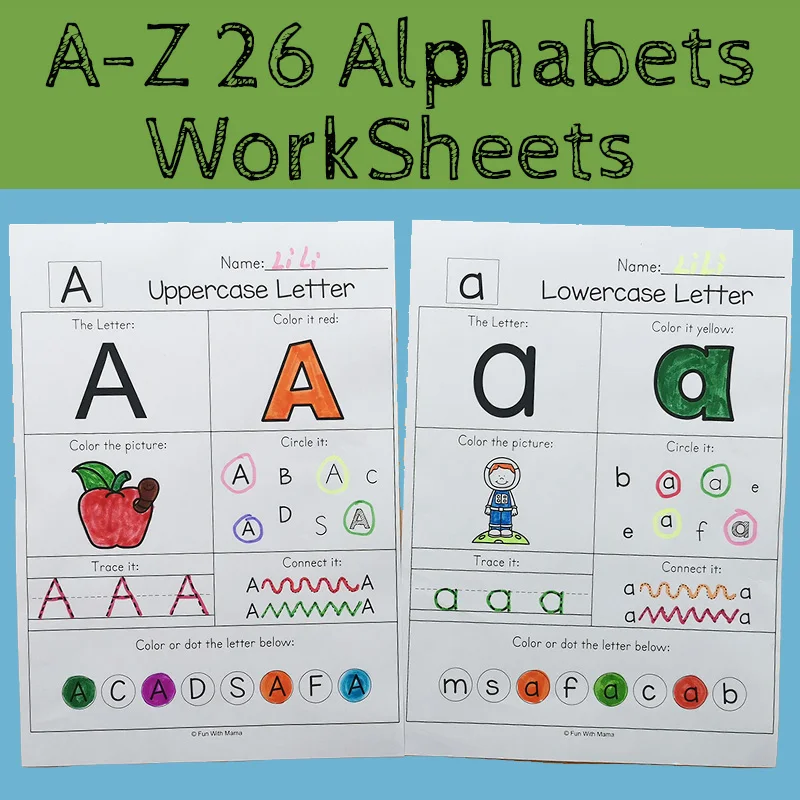 26 Letters A Z Alphabet Phonics Words Practice Paper Preschool