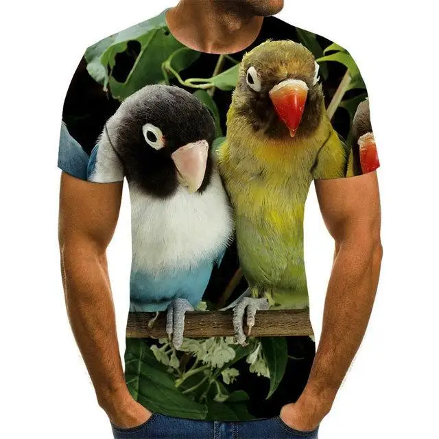 2021 summer new style 3D printing birds men's and women's casual T-shirt fashion trend young handsome T-shirt top Y0164-