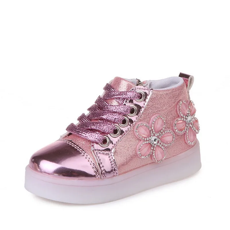 Новинка; детская обувь для малышей; модные кроссовки для детей; для девочек и мальчиков; светящаяся детская повседневная яркая светящаяся обувь; светодиодные кроссовки - Цвет: pink