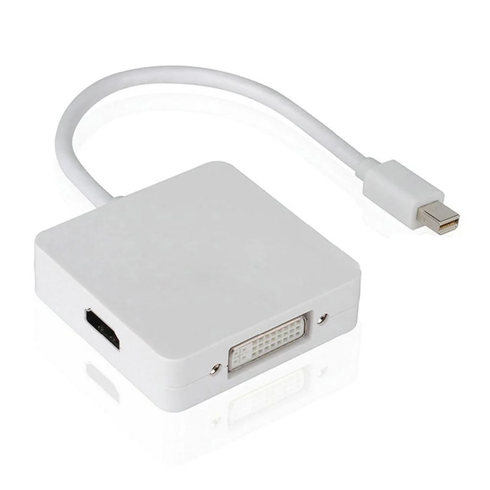 

3 In 1 DP To DVI VGA HDMI Mini Display Port Dual-mode 2 Colors Adapter Cable Black/White For MacBook