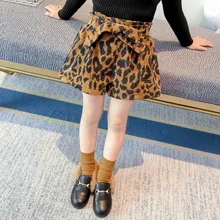 Детская одежда из Южной Кореи; сезон осень-зима; шорты; Новая продукция; детские вельветовые плотные брюки на шнуровке с леопардовым принтом