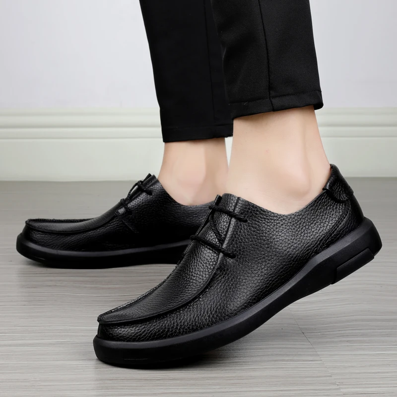 Men Oxfords Genuine Leather Dress Shoes Brogue Lace Up Mens Casual Shoes Luxury Brand Moccasins Loafers Men Plus Size 37-47