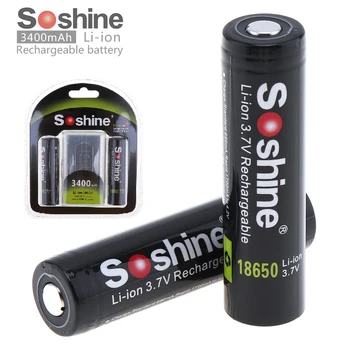 

2pc 3.7V 3400mAh 18650 Rechargeable Battery Protected High Discharge Li-ion Lithium Battery for LED Flashlight Flash Light + box