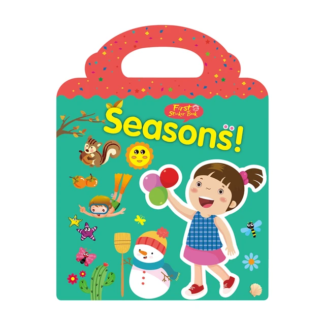 Children's Reusable Stickers Books Kawaii Stationery Stickers for Kids Early Education Cartoon Cute Stickers for Children Gift Seasons-Reusable
