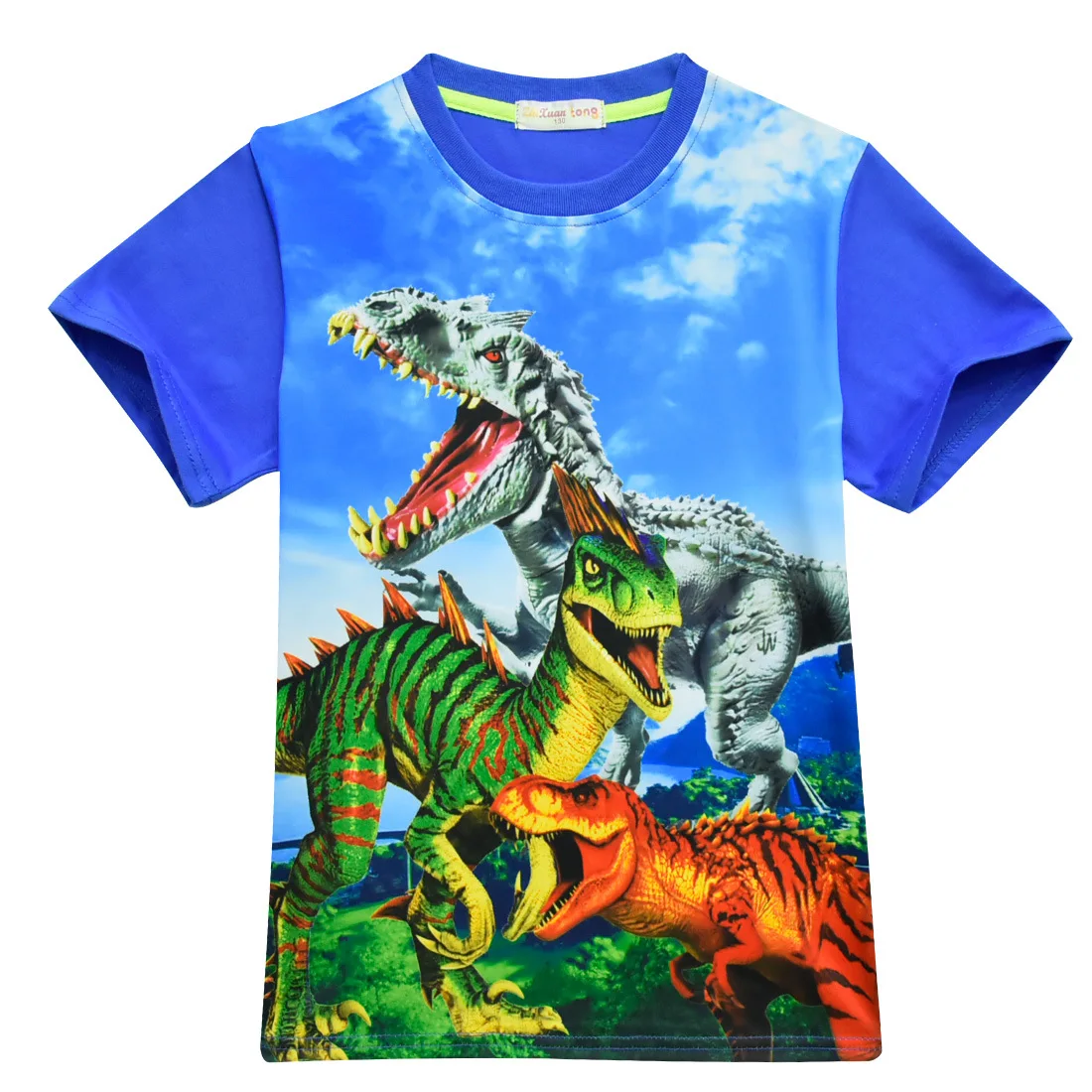 Хлопковая одежда для мальчиков на Хэллоуин; футболка с динозавром; футболка для костюмированной игры; Костюм Ниндзяго; disfraz; juego; одежда на День Благодарения - Цвет: FZ3358-blue