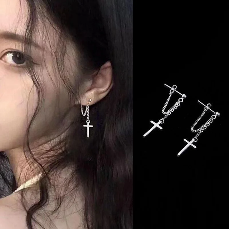 Bijoux cross long tassel drop earrings for women simple heart butterfly ear line chain dangle female brinco party jewelry gift drop earrings dangle earrings crystal tassel earrings