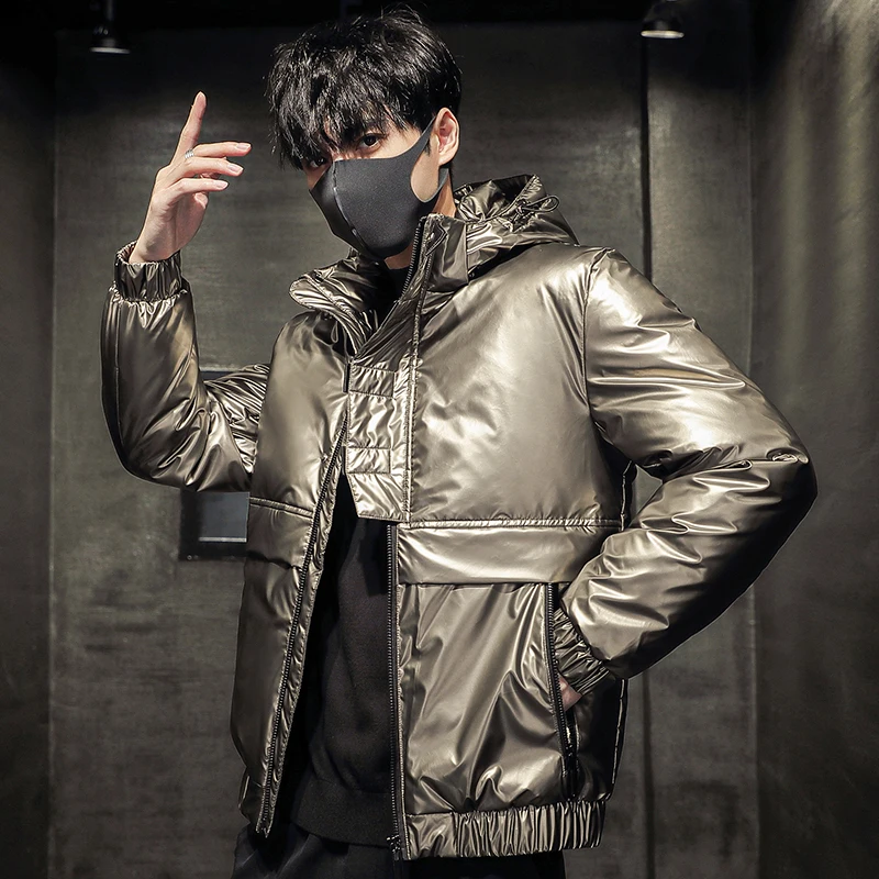Winter men's down jacket men's coat bright casual fashion heavy jacket student trend young lovers shopping daily warm coat