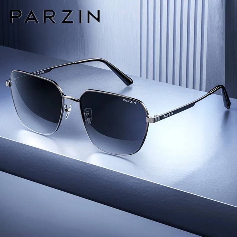 

PARZIN Polarized Men Sunglasses Metal Big Frame Sun Glasses Nylon Lenses Driving Glasses New 8267