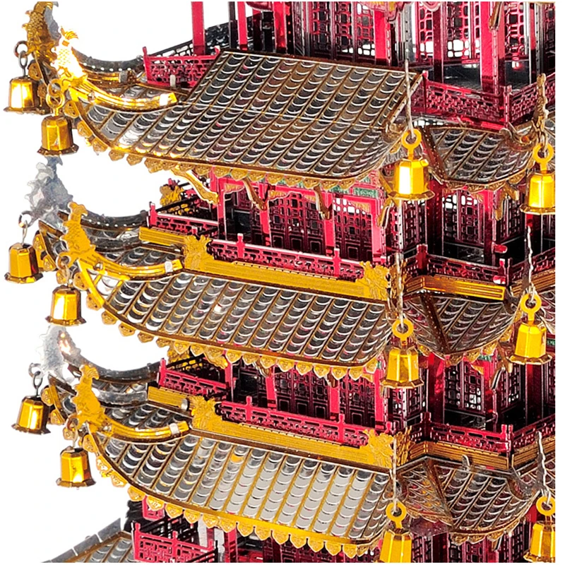 Yellow Crane Tower 3D Metal Puzzles Architecture World Buildings Model Kits Laser Cut Assemble Jigsaw Adult Gift Toys Collection