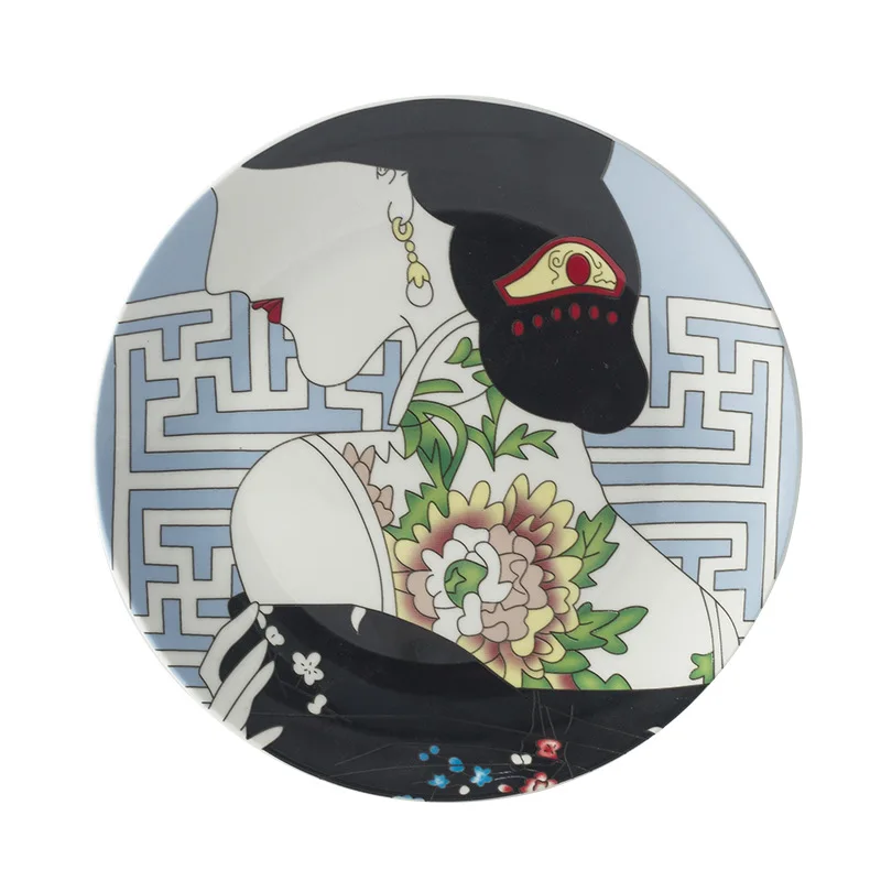 Китайский традиционный Cheongsam шаблон обеденные тарелки креативный домашний Декор керамическая тарелка для еды Чи-Пао изображение блюда для еды