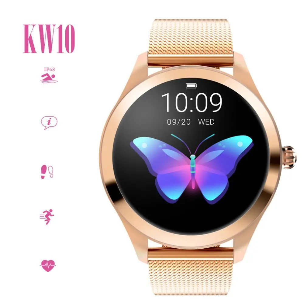 

Kw10 Female Smart Watch Ladies Fashion Round Screen Waterproof Heart Rate Sleep Monitoring Smart Watch
