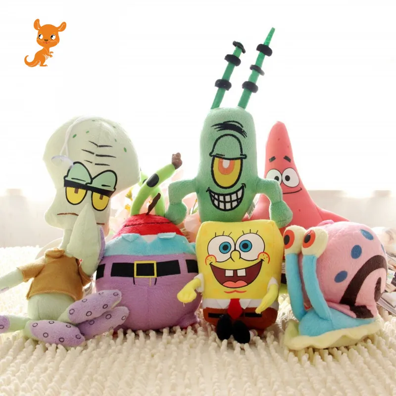スポンジセット綿ぬいぐるみスポンジボブ パトリック カニ プランクトン タコ カタツムリ人形キッズ Brinquedos 子供のための 6 スタイル ぬいぐるみ フラシ天 動物 Aliexpress