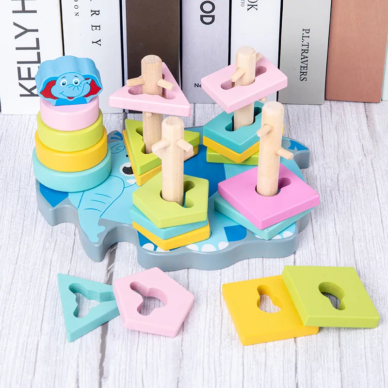 HOT SALE Baby Toys Colorful Wooden Blocks Baby Music Rattles Graphic Cognition Early Educational Toys For 4