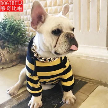 

Pet clothing spring and autumn teddy small dog cat cat dog striped hooded casual clothes dog sweatshirt dog cotton hoodie