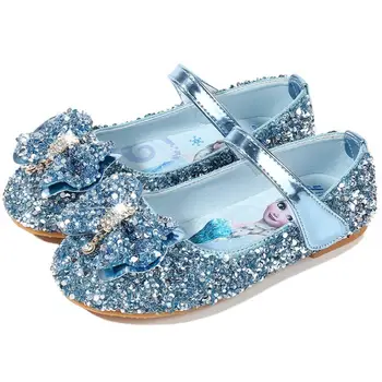 

Children Princess Shoes for Girls Sandals Flat Heel Glitter Shiny Rhinestone Enfants Fille Female Party Dress Shoes Leather Shoe