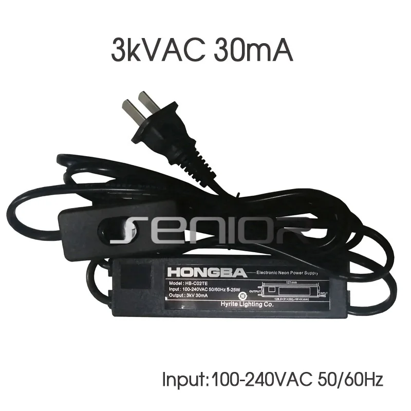 Неоновые электронной трансформаторный балласт Питание Вход 100-240VAC 50/60Hz Выход 3KV