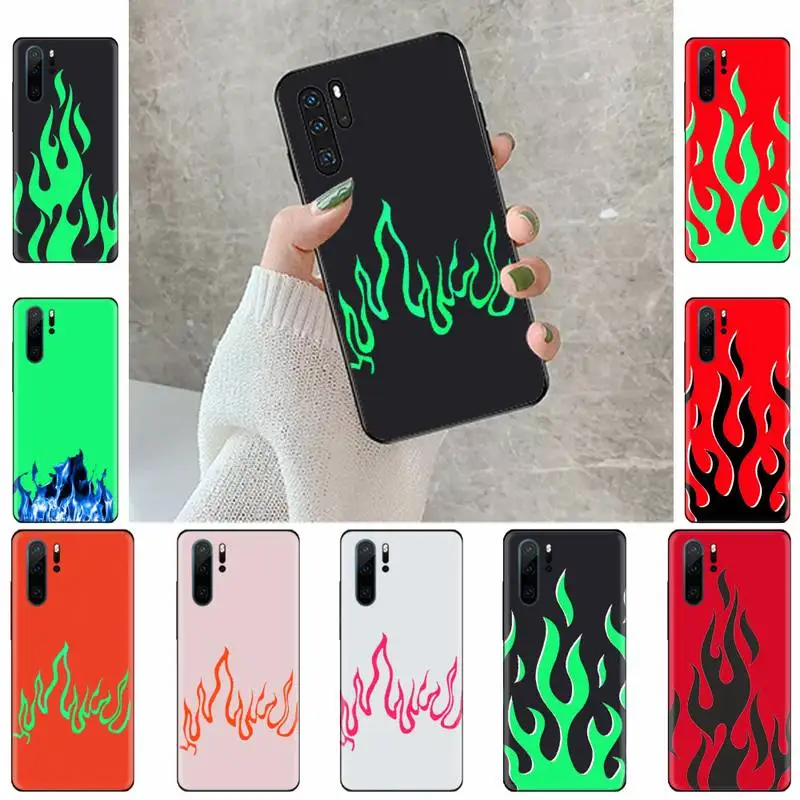 Крутой Зеленый Красный Пламя окрашенный телефонный чехол Funda для Huawei P9 P10 P20 P30 Lite