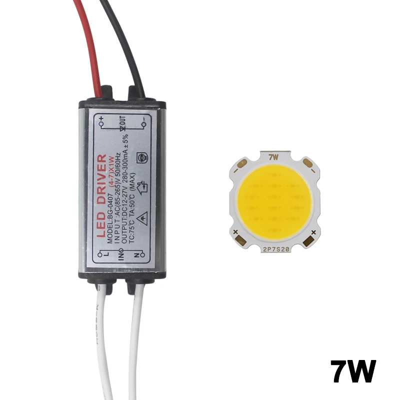 3-12 Вт светодиодный COB лампа из Бисера Холодный/теплый белый водонепроницаемый привод AC85-265V привод питание освещение адаптер 280-300mA для потолочного светильника - Испускаемый цвет: 7W