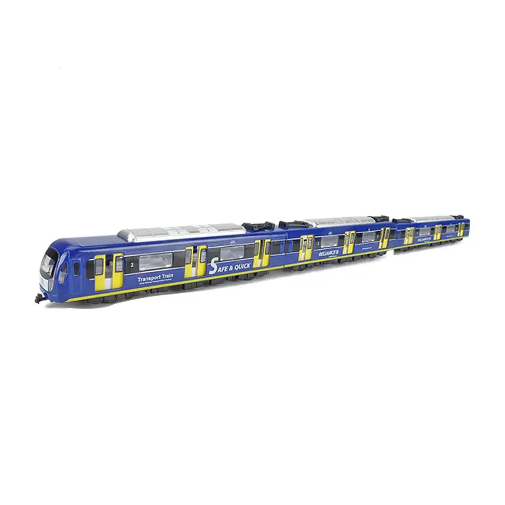 Игрушечный поезд, моделирование 1: 87, автомобиль для путешествий, набор, сплав, высокоскоростная железная дорога, игрушки, поезд метро, легкая игрушка поезд - Цвет: Blue