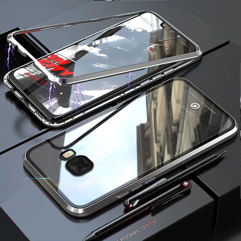 Чехол YonLinTan Coque для Samusng Galaxy C7 C9 Pro C7Pro C9Pro Металлическая магнитная рамка адсорбционные чехлы из закаленного стекла