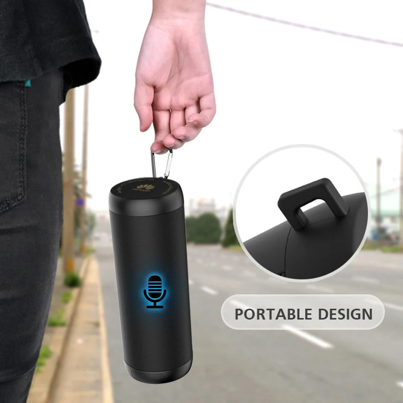 Huawei Wireless Bluetooth Speaker Waterproof Portable Outdoor Bass LED Column Loudspeaker FM Raido SD Card Aux Micro Hands-free
