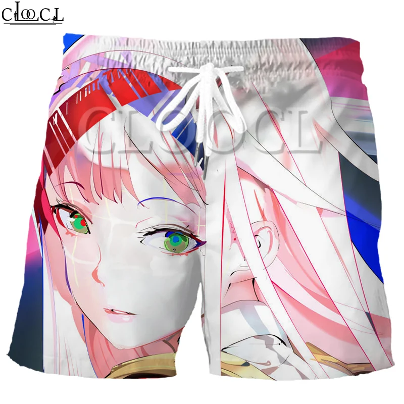 CLOOCL Anime Darling In The Franxx Zero Two 반바지 캐주얼 비치 팬츠 3D 프린트 남성 스포츠 드로 스트링 패션 와일드
