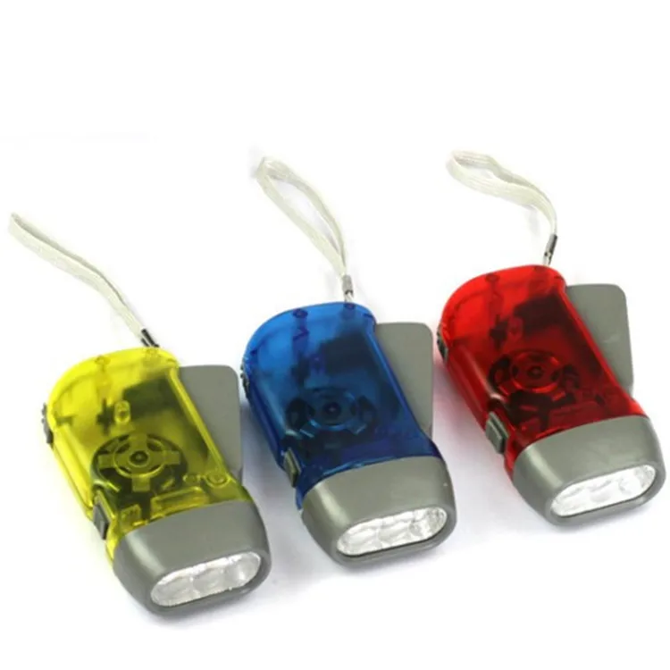 

Environmentally Friendly Transparent Three-Lamp Hand Flashlight Hand Friction Electrification Unnecessary Power Supply Green Low