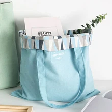 New Fabric Double-Sided Dual-Use Cotton And Linen Pocket Handbag Shopper Bag Reusable Storage Bag Grocery Bag Women'S Bag