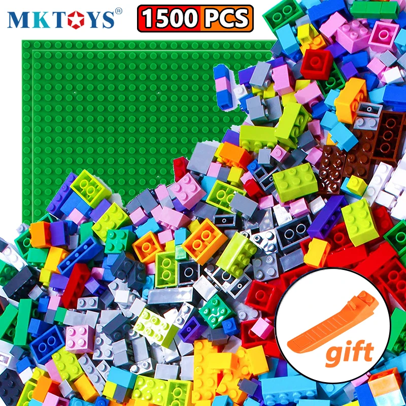 

MKTOYS 1500PCS 1000PCS Classic Building Blocks Set Let's Go Master Constructor Baseplates Basic Bricks Build Toys for Girls Boys
