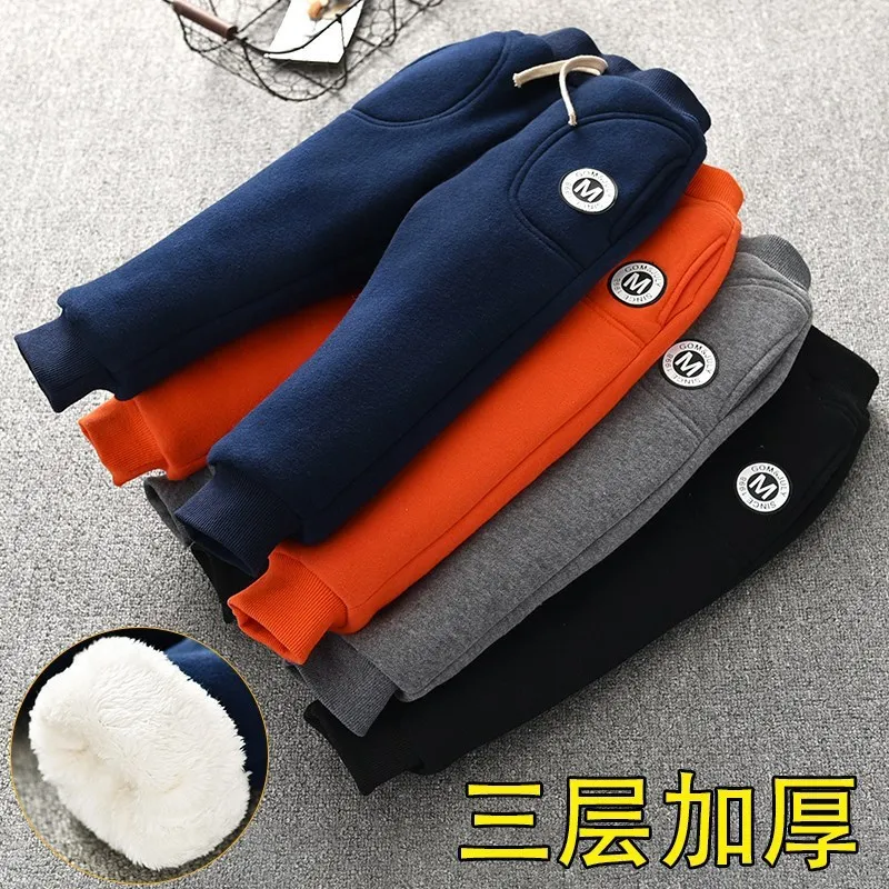 

One Year Old Baby Cotton-padded Trousers Winter Brushed And Thick Skinny Pants 1 Male Treasure 2 Outer Wear Sweatpants 4 Baby GI