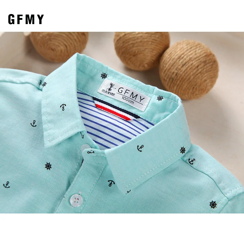 Children Shirts boys short sleeve shirts Casual Solid Cotton Short-sleeved Boys shirts For 2-14 Years Ribbon Decoration Baby shirts