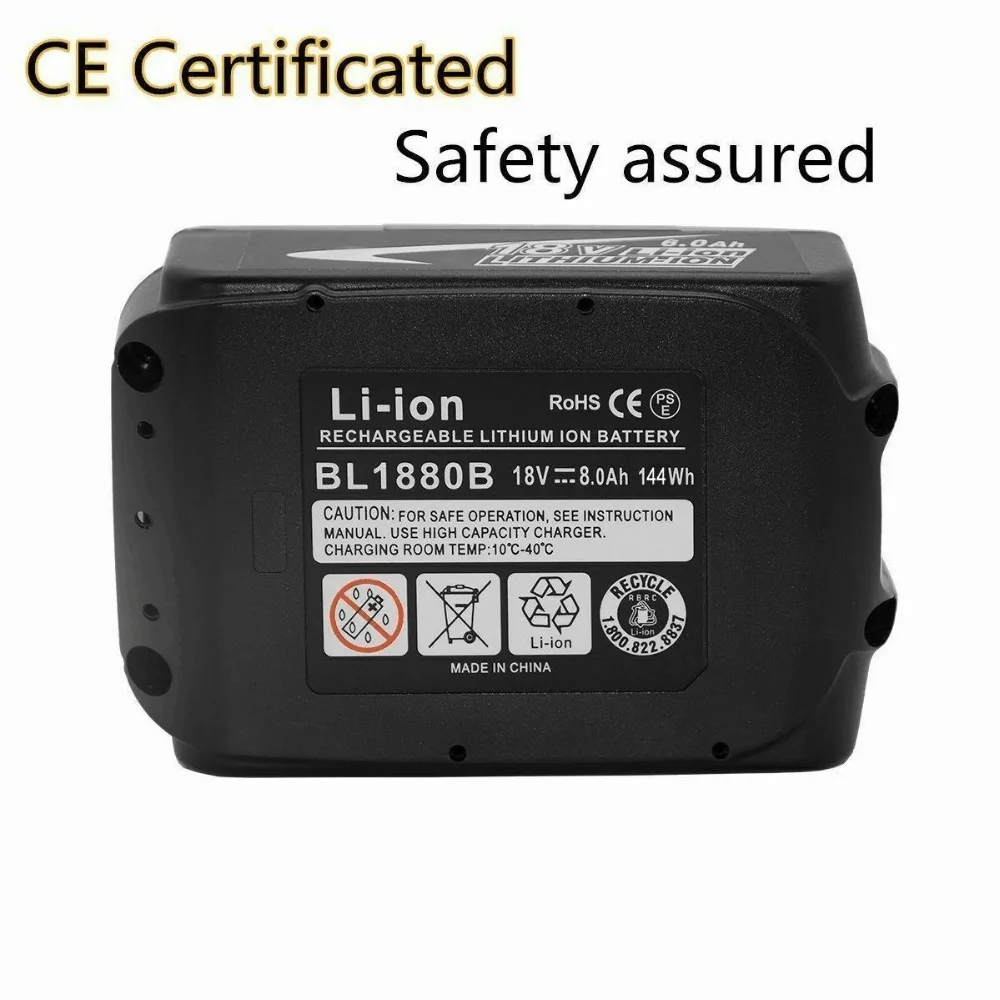 Портативный 18V 8.0Ah 8000 мА/ч, Перезаряжаемые Li-Ion Батарея для Makita BL1860 BL1850 запасная аккумуляторная дрель Мощность инструмент Батарея