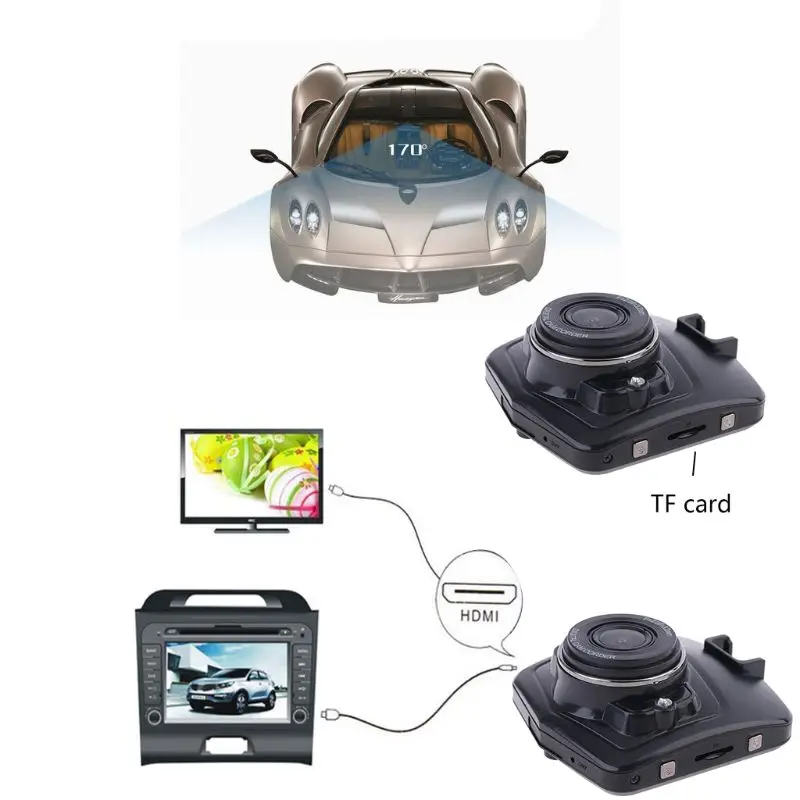 2," HD 1080P двойной объектив заднего вида автомобиля dvr камера видео рекордер Dash Cam g-сенсор