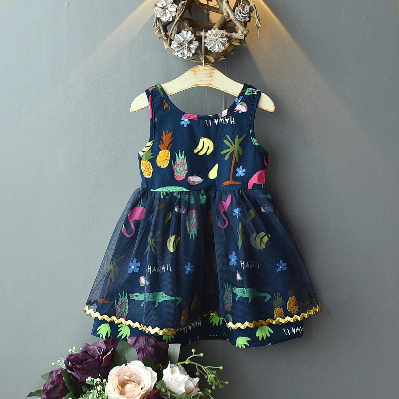 Летняя одежда для девочек; Детские платья для девочек; кружевное платье с цветочным рисунком; Вечерние платья на свадьбу для маленьких девочек; детское платье принцессы для девочек - Цвет: 309354 navy