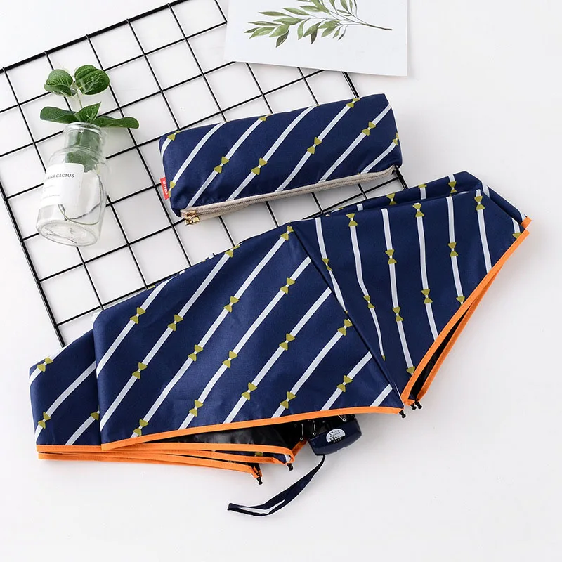 blue oblique stripes Легкий карманный мини-зонтик дождевик женский зонт складной Солнцезащитный УФ зонтик paraplegic складной женский S523 - Цвет: blue oblique stripes