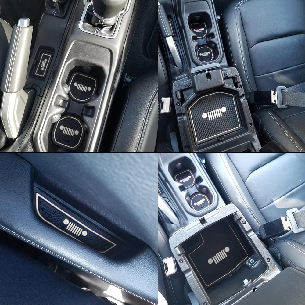 

Car Styling Car Mats Anti-slip Mats Set Door Pad Gate Slot Mat Cup Mat for Jeep Wrangler JL 2018-2019