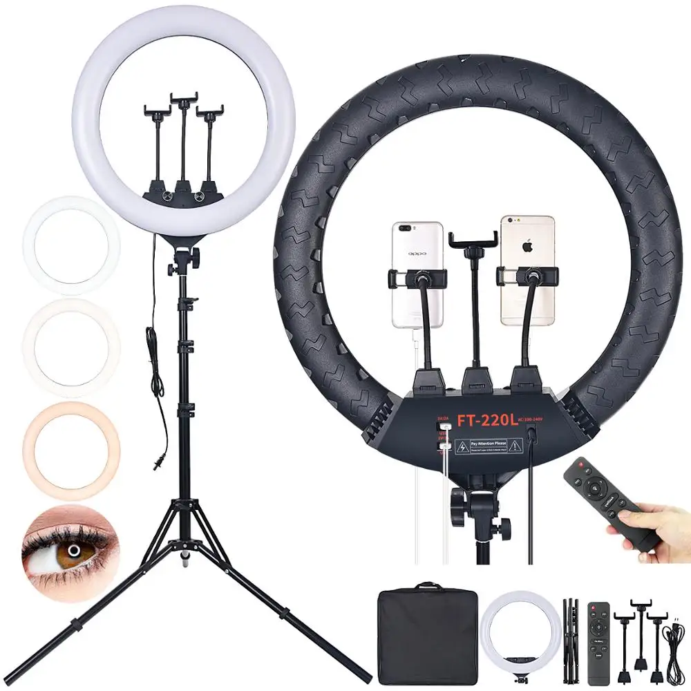 

FOSOTO Photographic Light 22/18 Inch Ring Light 3200-5600K Led Ring Lamp With Remote Tripod For Phone Camera Studio Video
