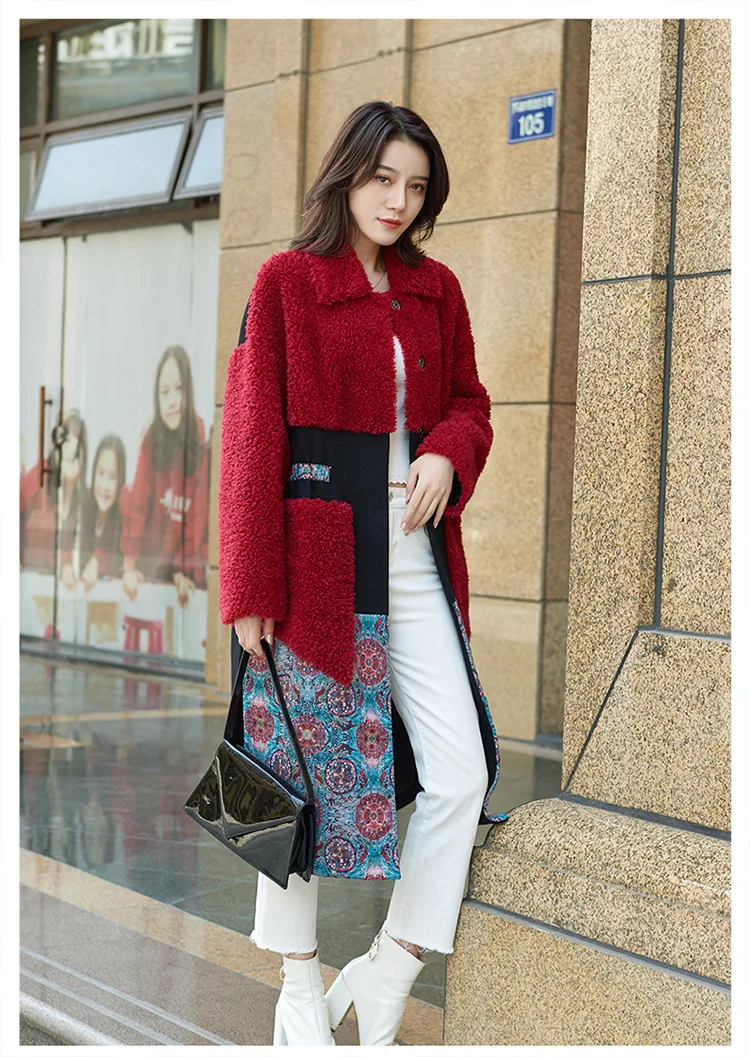 Пальто из натурального меха, женская одежда, стрижка овец, корейский стиль, винтажный принт, шерсть, Женская куртка, манто, Femme 9629, YY1928