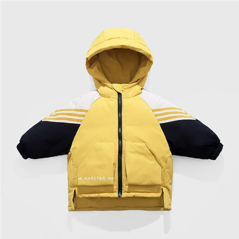 Детские Зимние теплые куртки на утином пуху Одежда для девочек водонепроницаемая одежда длинные пальто с капюшоном для детей до 30 градусов, парка - Цвет: Цвет: желтый