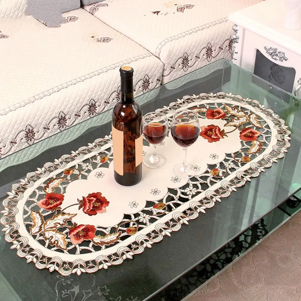 

European Pastoral Embroidery Fabric Tablecloth Table Cushion Fa Table Cloth Cover Chair Table Table Cloth Tea Runner Cloth V0W8