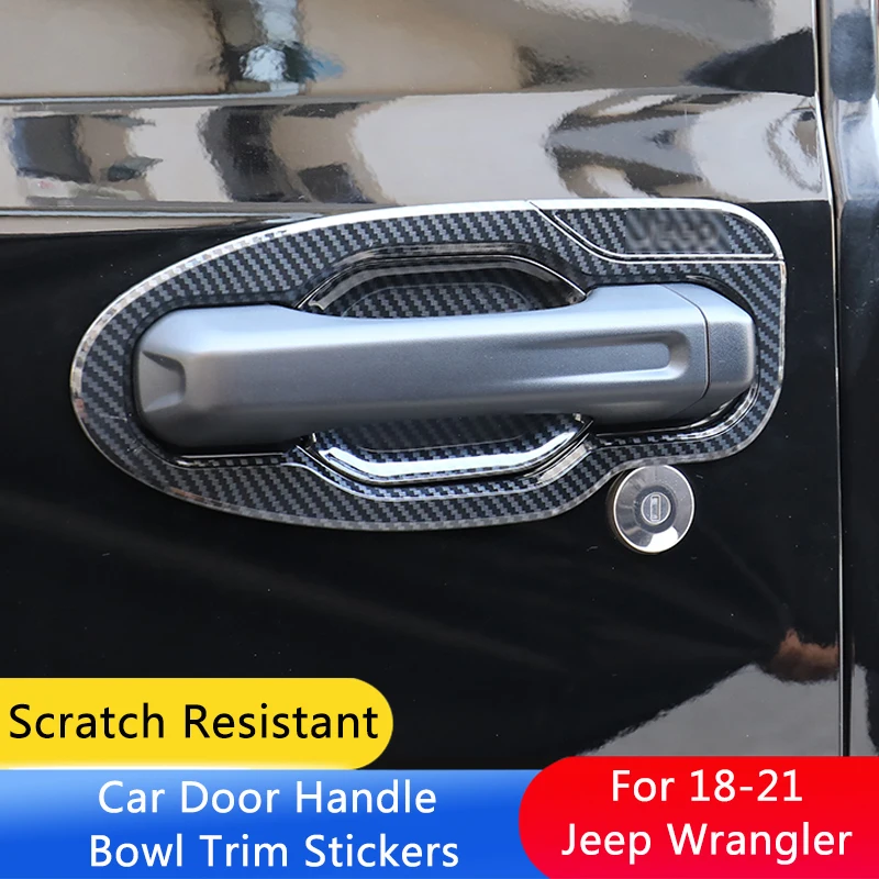 

QHCP 10 шт. внешняя дверная ручка Чаша отделка наклейка углеродное волокно автомобильные аксессуары внешняя защитная крышка для Jeep Wrangler2018-2021